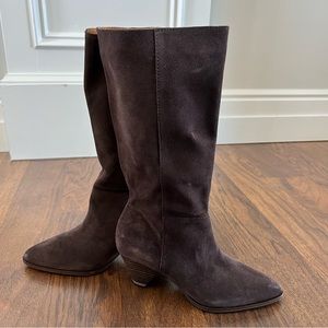 Lucky Brand Fukko Mid-calf Boot Sz 5.5 Coffee Suede